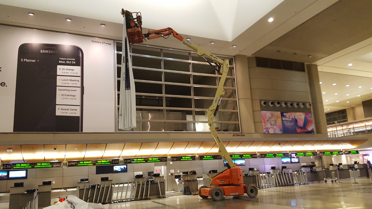 morales signs graphics LAX Install